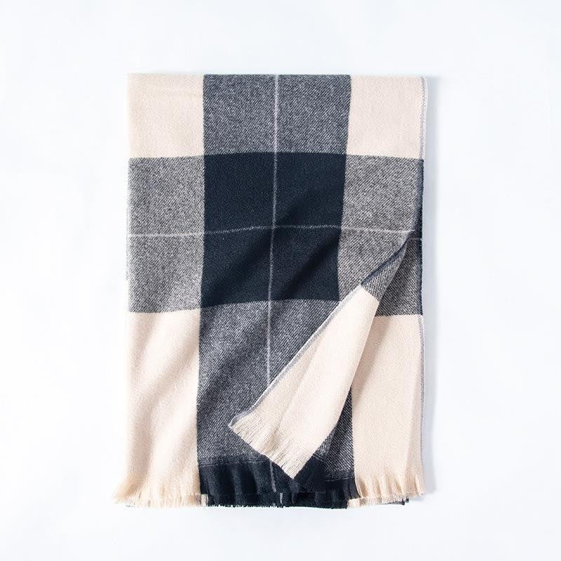Cashmere Scarf Shawl Women's Plaid Thick Warm Scarf