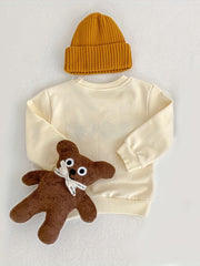 Kids Round Neck Sports Top HEY CUTIE Print Pullover Sweatshirt