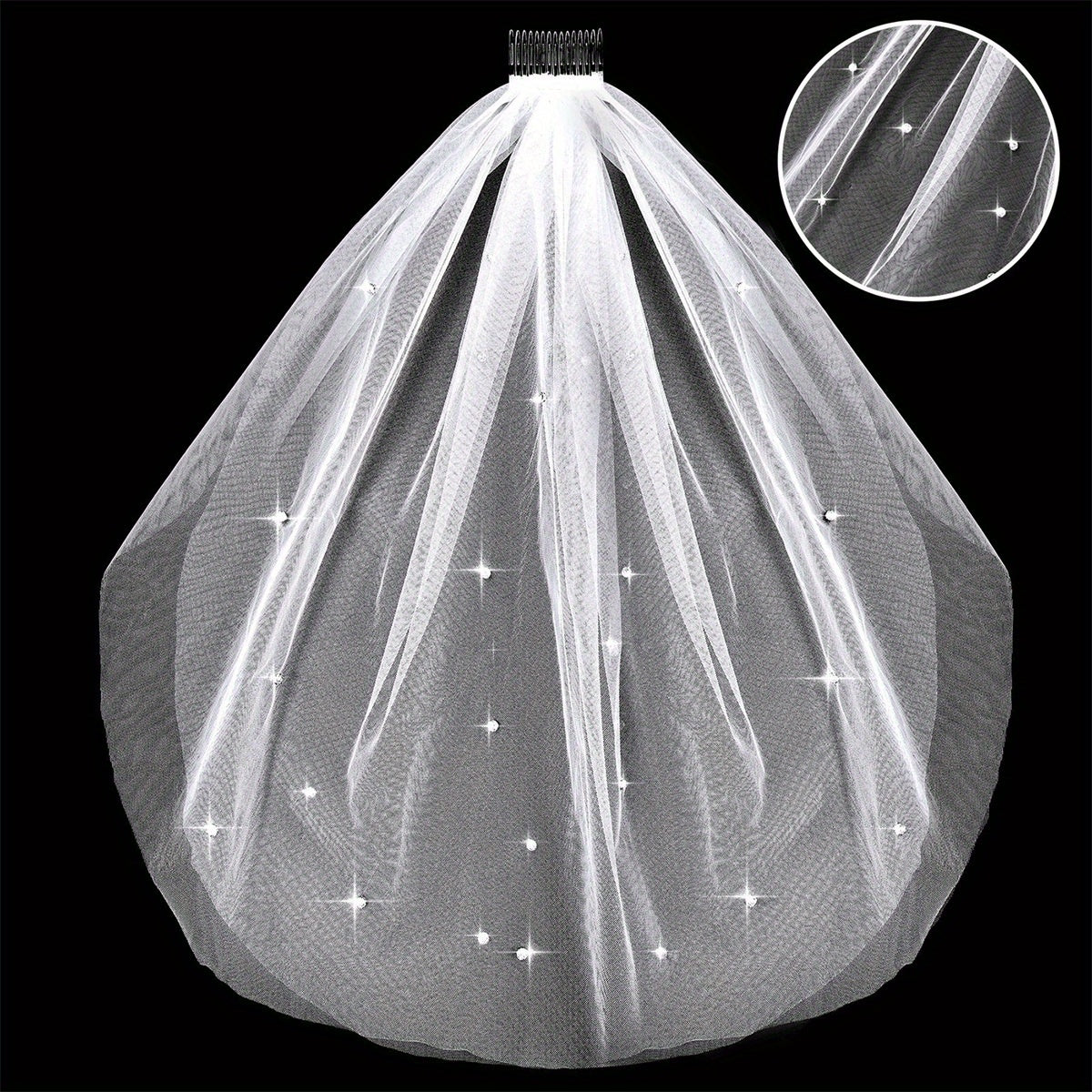 Sparkling Rhinestone Bridal Veil for Women