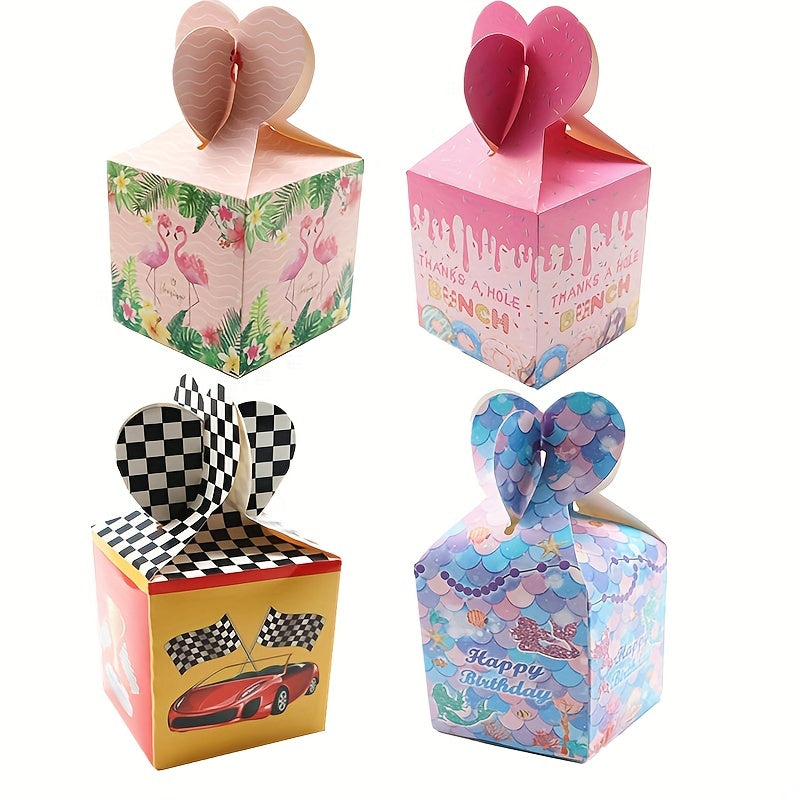 6pcs Mermaid Flamingo Racing Car Favor Boxes