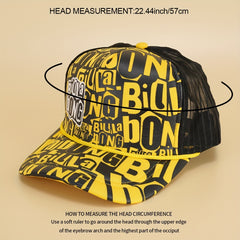 Hip Hop Graffiti Couple Trucker Hat Y2K Letter Printed Baseball Cap