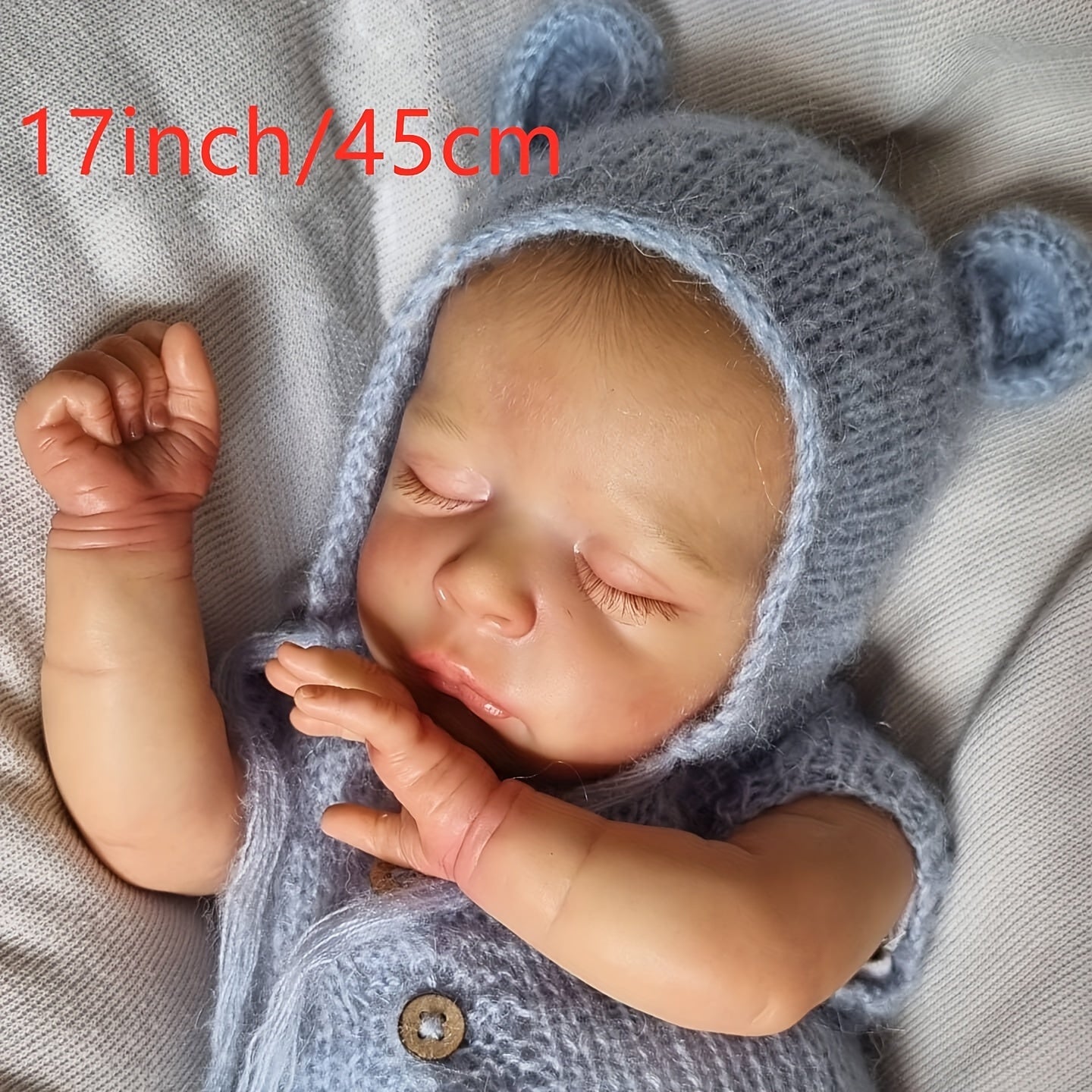 17in Reborn Baby Doll Sleeping Jude Soft Body with Visible Veins