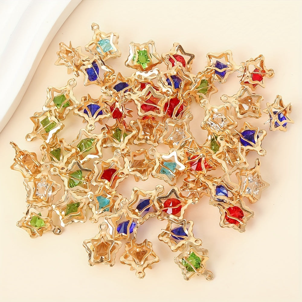 50 Pcs 3D Star Shape Colorful Pendent DIY Jewelry Accessories