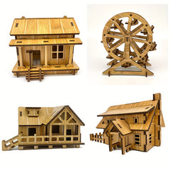 Wooden 3D Puzzle Building Blocks La Ferme DIY Model Kit Brain Teaser Puzzles