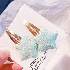 2pcs Little Girls Hair Bows Clips Double Layer Glitter Kids Hairpins Sequins Pri