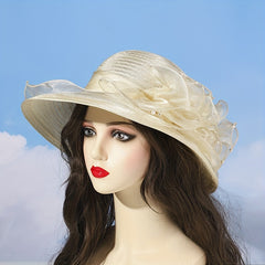 Organza Mesh Flower Bucket Hat Solid Sun Hats Summer Basin Hats