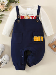 Cute Baby Outfit Letter Printed T shirt & Overalls