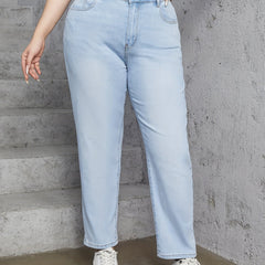 Women's Plus Size Button Up Straight Leg Jeans