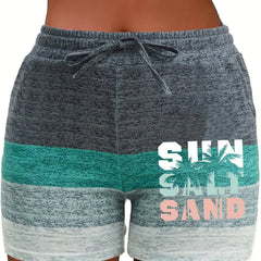 Striped Drawstring Shorts for Women