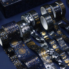 9pcs Golden Washi Tearable Tape for Journal Art Craft DIY Gift Wrap