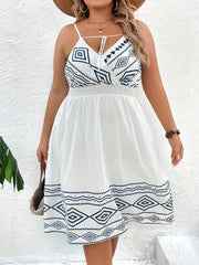 Geometric Print Tie Front Cami Dress