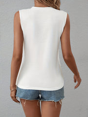Feather Print V Neck Tank Top Sleeveless Casual Summer Women's Clothing