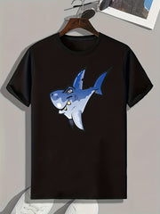 Shark Print Men's Graphic T-shirt for Summer