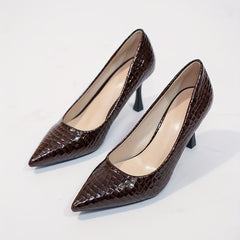 Crocodile Pattern Stiletto Heels Pointed Toe Dress Shoes