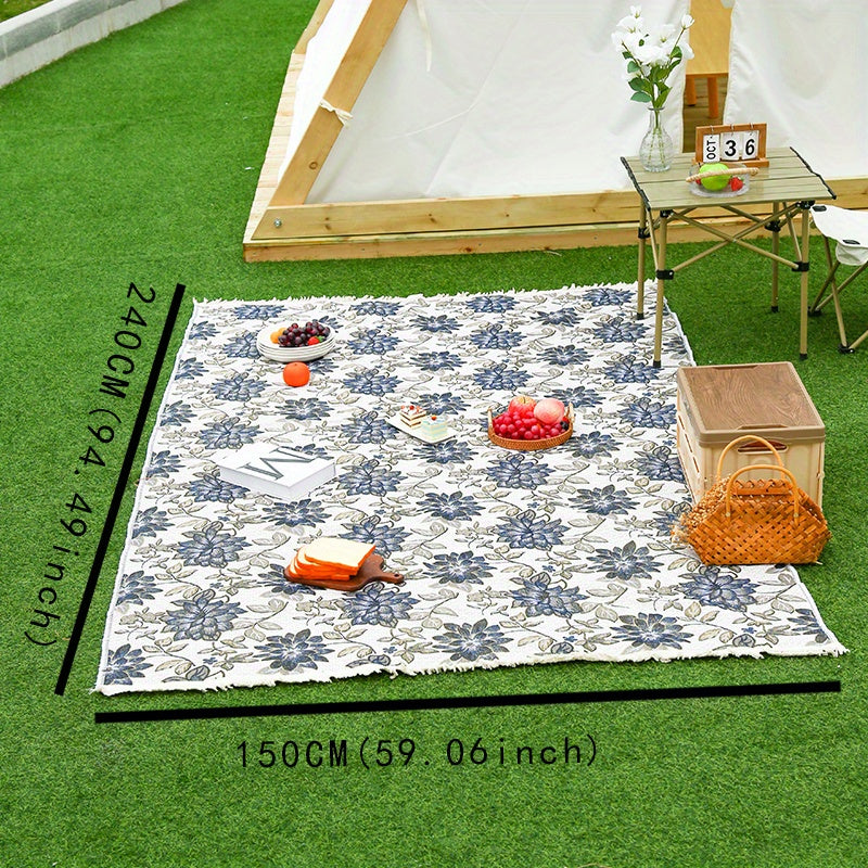 Peony Pattern Flower Camping Picnic Mat Durable Blanket For Outdoor