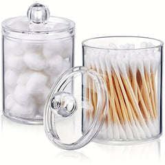 Swab Holder Dispenser Bathroom Container Apothecary Jar Wooden Lid