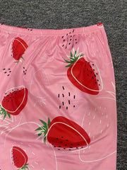Women's Plus Strawberry Print Pajamas Set 3 Piece