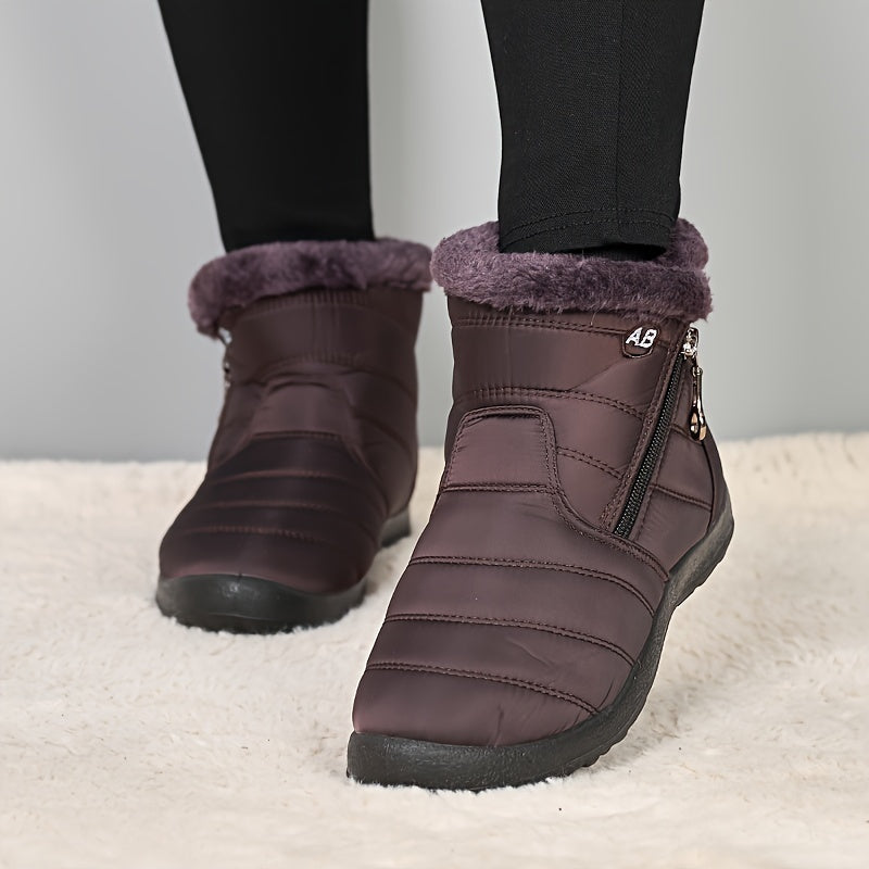 Women's Non slip Thickened Medium Tube Zipper Snow Boots
