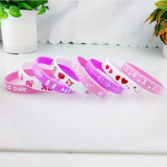 4 Pcs Random Rubber Wristband Silicone Bracelet Gift for Boyfriends Girlfriends