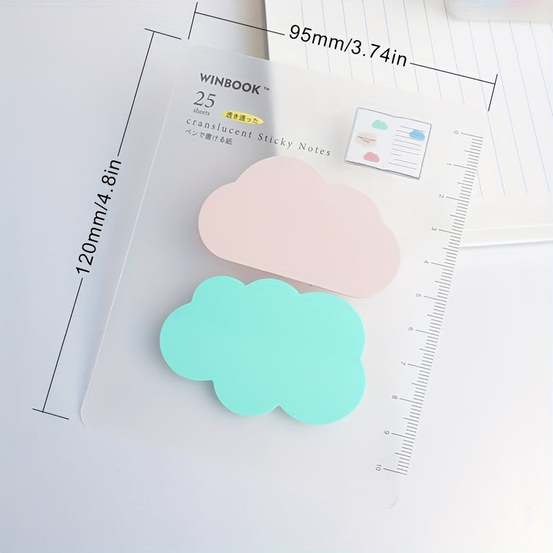 1pc 50 Pages PET Waterproof Cloud Sticky Notes Office Index Stickers