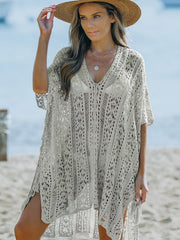 Crochet Beachwear Shirt Hollow Out See through Beach Dress