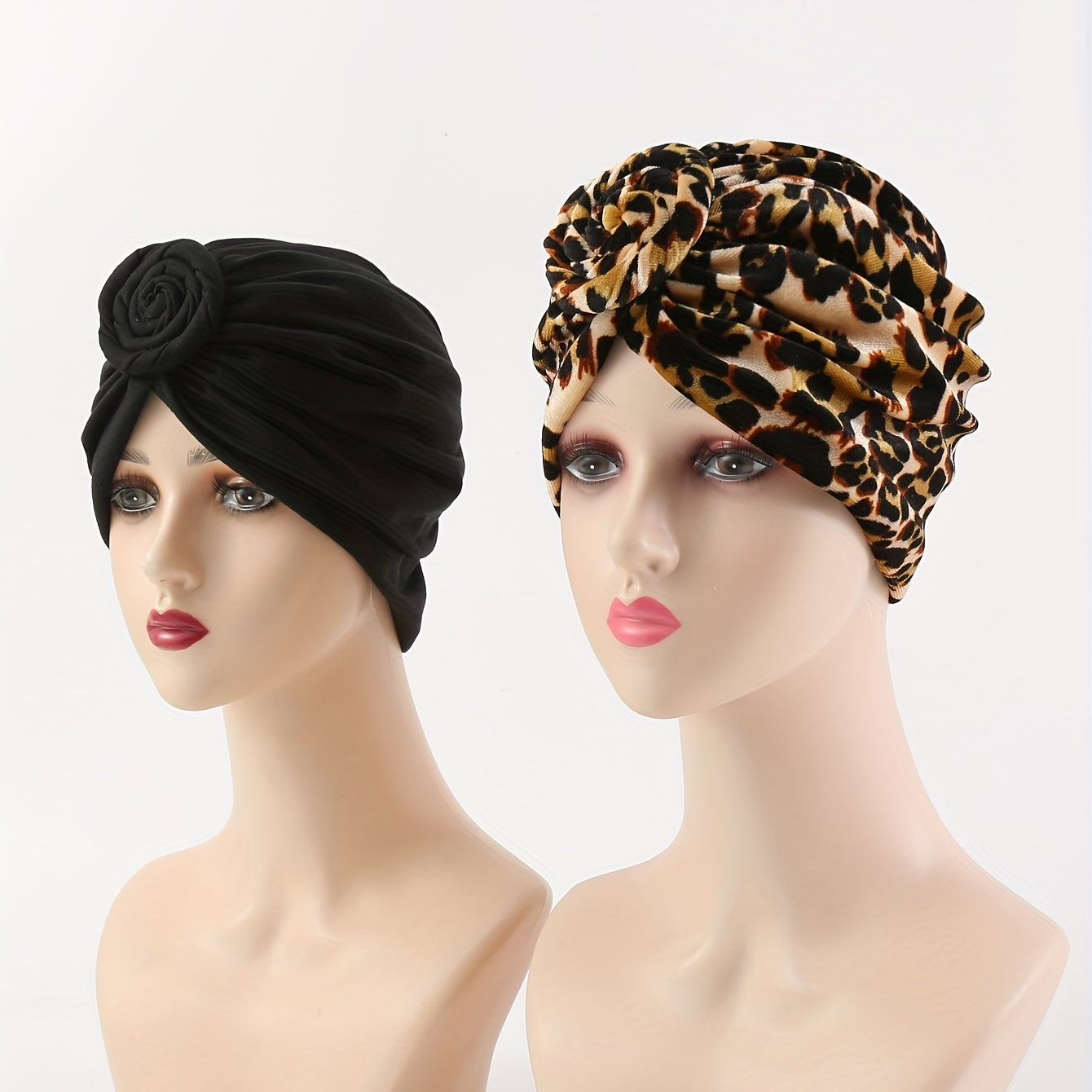 Leopard Print Turban Cap Set Chemo Cap Ramadan Beanie