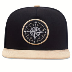 Compass Embroidery Snapback Hat Hip Hop Block Baseball Cap
