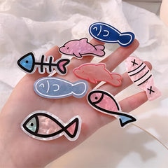 2pcs Acrylic Fish Shape Hair Clips Sweet Hair Accessories