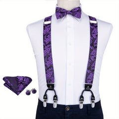 Men's Y Braces Suspenders Bow Tie Set