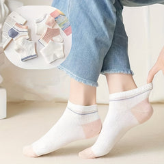 5 Pairs Striped Short Socks Women's Stockings & Hosiery