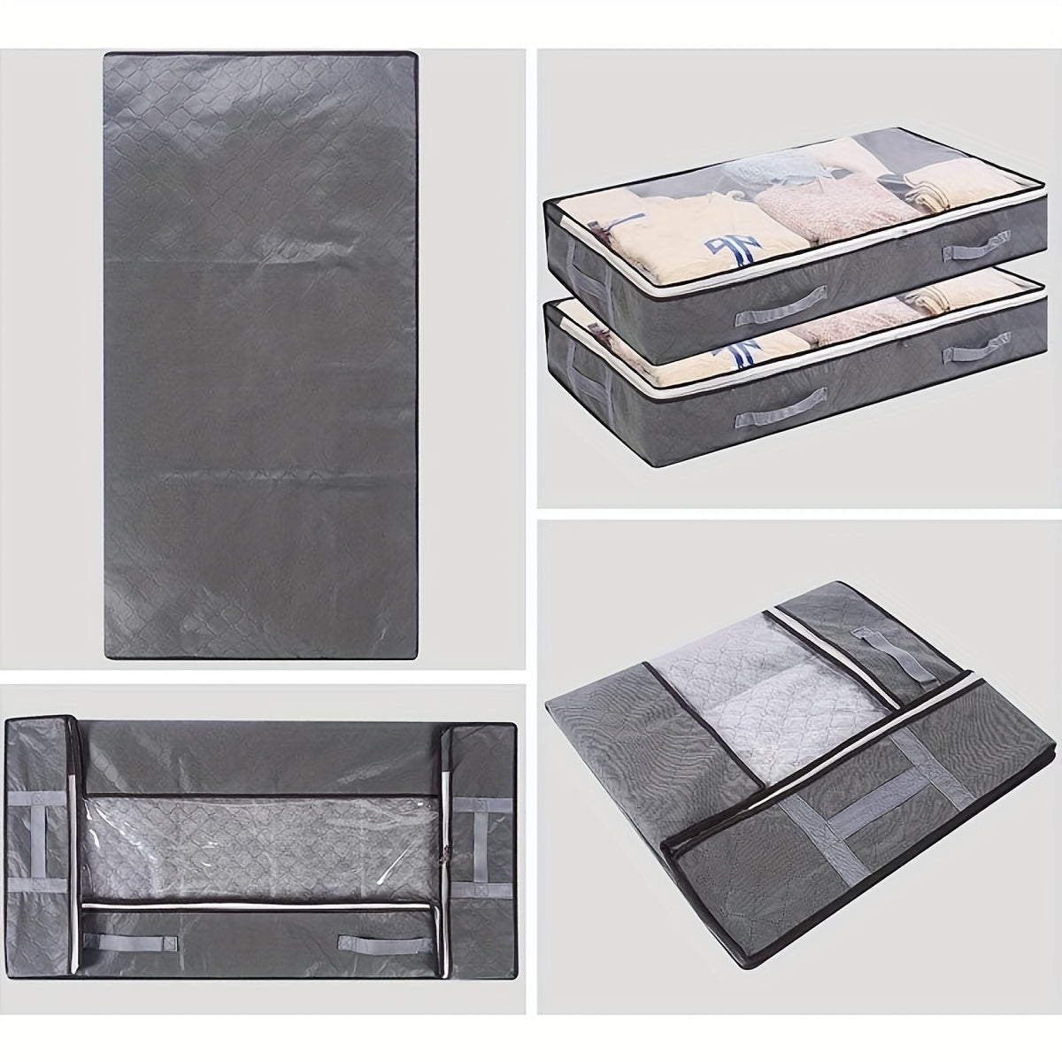Large Capacity Zipper Storage Organizer Container Underbed B