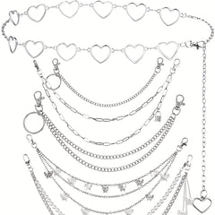 6pcs Punk Jeans Chain Waist Chain Hip hop Rock Chain For Men