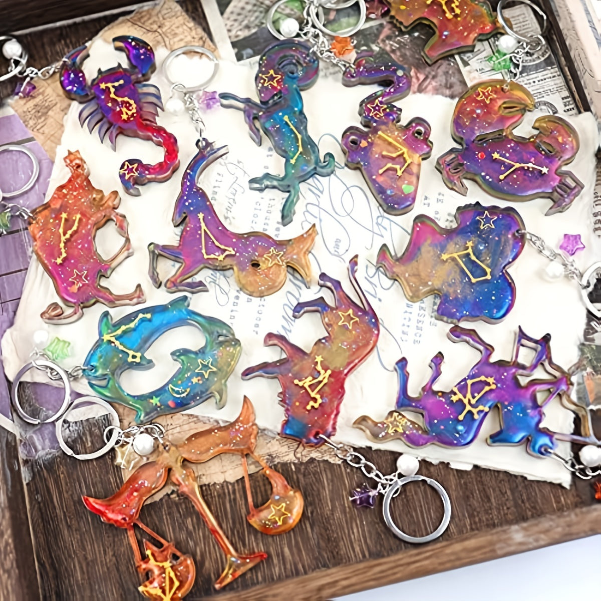 Zodiac Resin Molds 12 Constellation Animals Keychain Silicone Mold DIY Jewel