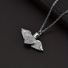 Cremation Urn Necklace For Ashes Birthstone Angel Wing