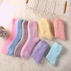 8 Pairs Mixed Fuzzy Socks Women's Mid Tube Stockings Warm & Comfy