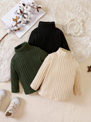 Baby Girls Knit Sweater Turtleneck Long Sleeve Cropped T shirt Crop Tops
