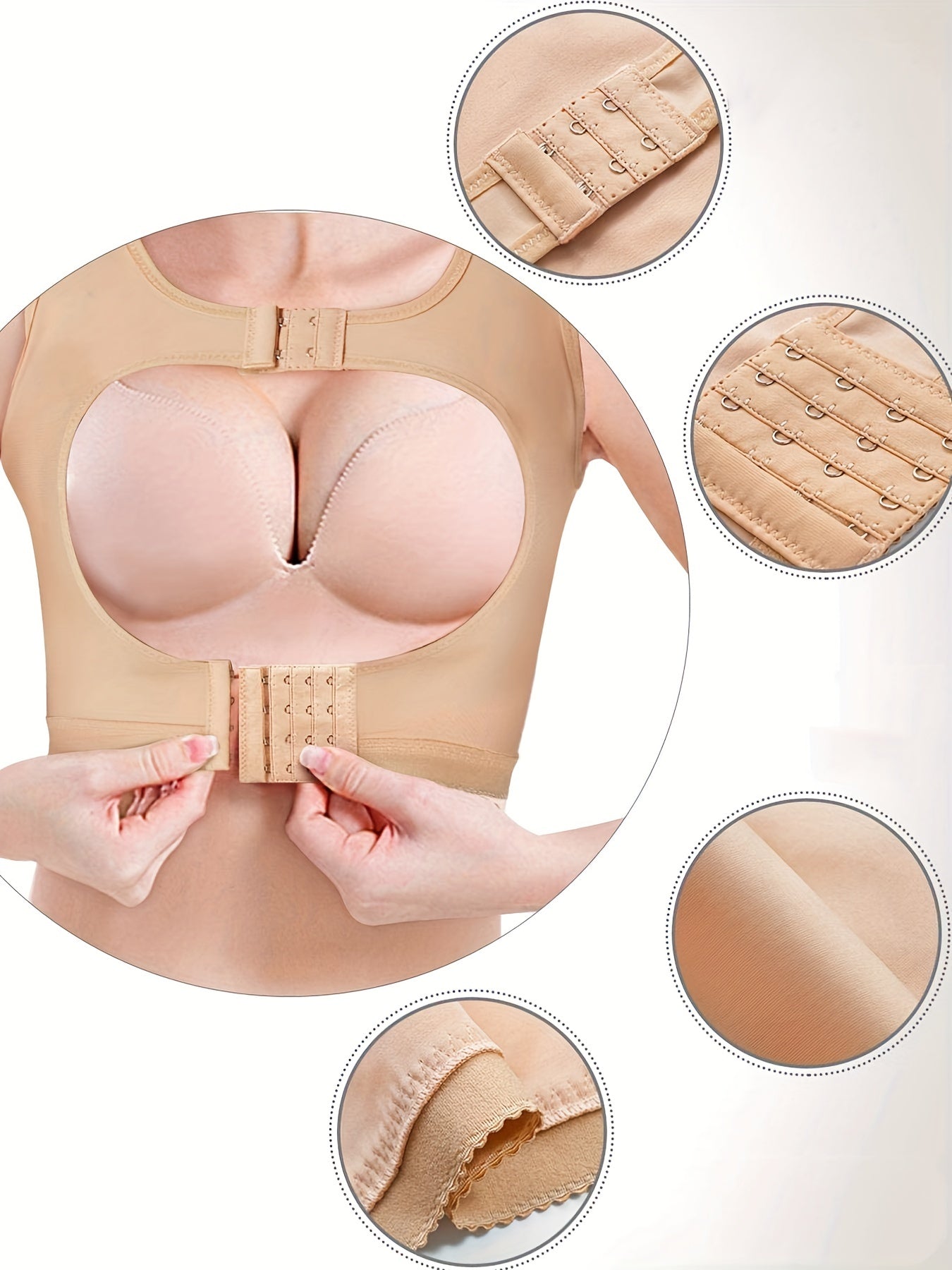 SCARBORO Front Closure Chest Shapewear Bra Adjustable Support Vest