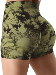 Tie Dye Quick Dry High Waist Yoga Shorts