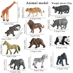 12 Animal Figurines: Lion, Tiger, Giraffe, Zebra, Bear, Elephant, Rhino