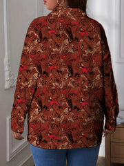 Paisley Print Button Up Long Sleeve Blouse
