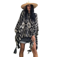 Boho Sunproof Tassel Cape Casual Outdoor Travel Shawl For Women