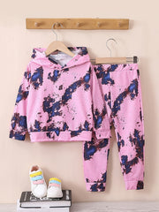 Boys' Hooded Sweatshirt & Pants Set Tie Dyed Print Outfit