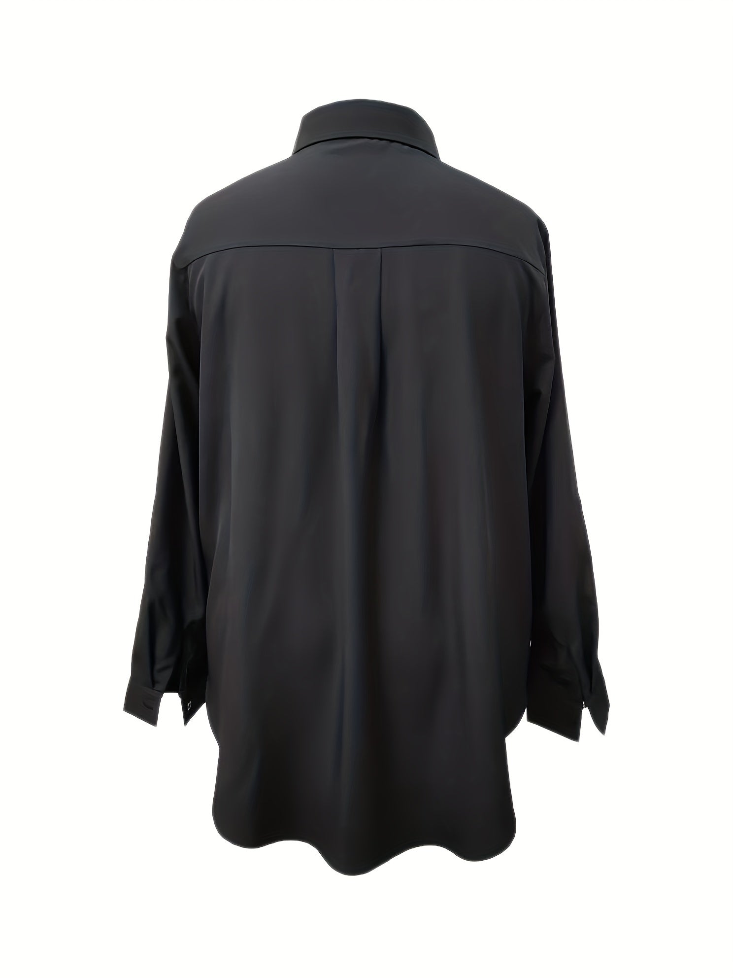 Casual Blouse Women's Plus Solid Button Up Roll Up Sleeve