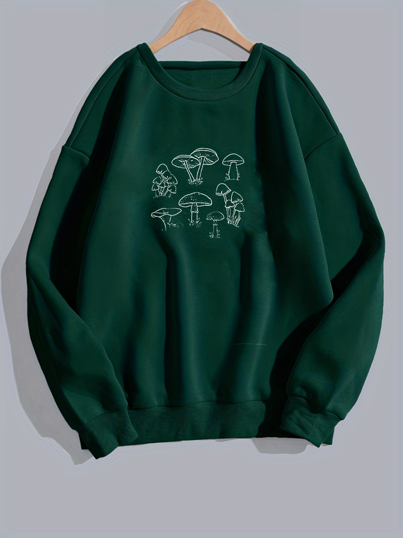 Mushroom Print Crew Neck Sweatshirt