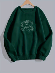 Mushroom Print Crew Neck Sweatshirt