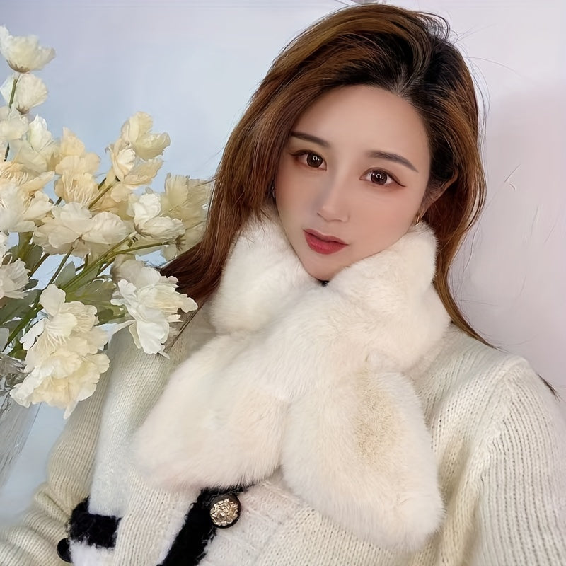 Thickened Double-Sided Plush Rabbit Fur Scarf for Women and Men