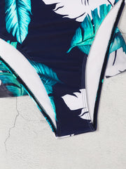Tropical Print V Neck Tankini Set