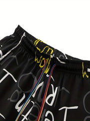 Quick Dry Mesh Lining Swim Trunk Men's Swimwear Letter Print Beach Bathing Suit