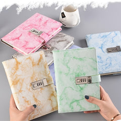 Marbled Vintage Codebook Lock Notebook Soft Transcript