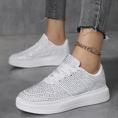 Rhinestone Flat Skateboard Shoes, Diamond Decor, Portable